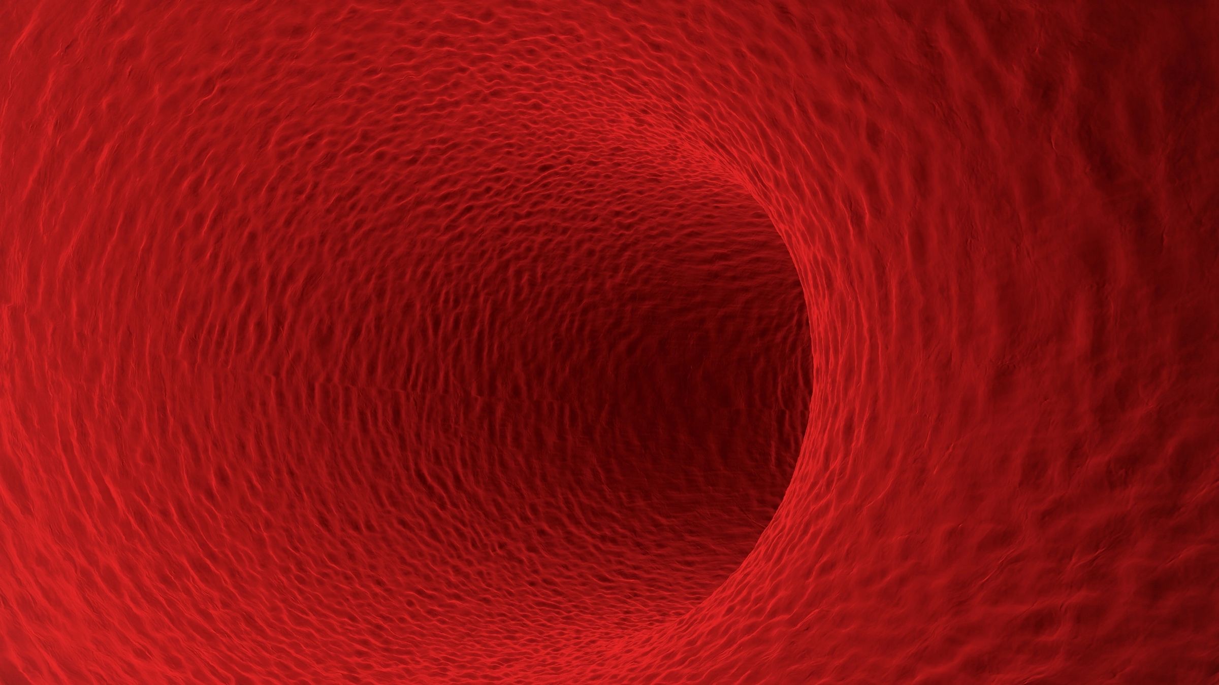 Representación abstracta de un vaso sanguíneo en tonos rojos, ilustrando una textura que puede simbolizar el flujo sanguíneo o las células sanguíneas.